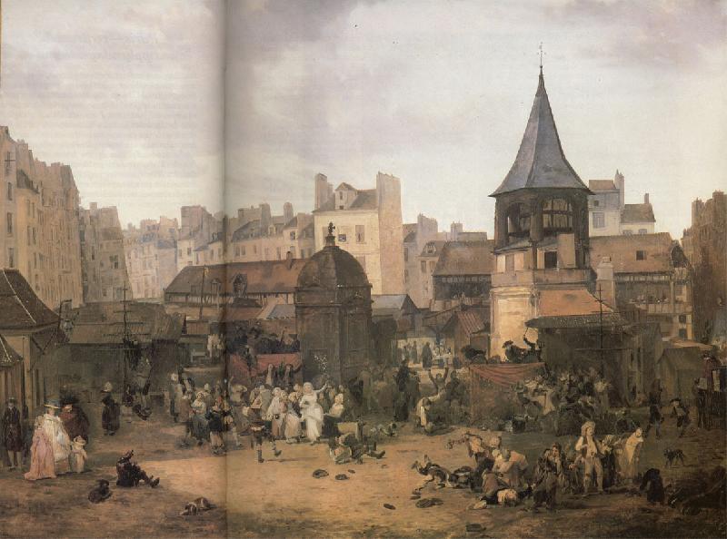 unknow artist gatubild fran 1700 talets paris oil painting image